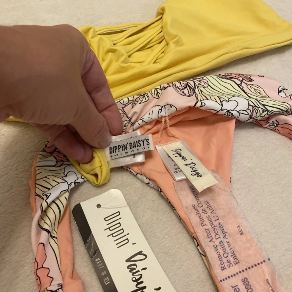 Dippin' Daisy's Yellow Crisscross Bikini with Floral Bottom